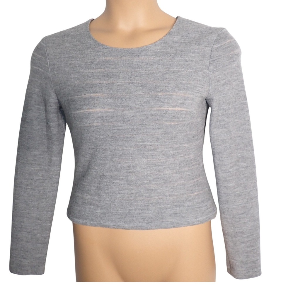 L'AGENCE Exclusively for INTERMIX Women's Grey wool Textured Zip Back Top Size 6